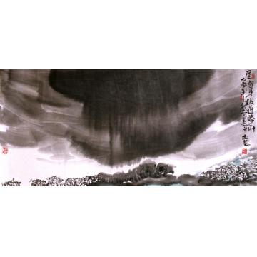王志坚国画山水雷雨穿越遇莲山字画之家