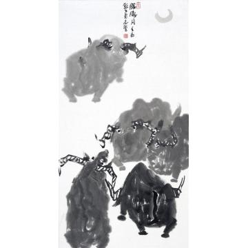 王志坚国画动物朦胧月字画之家
