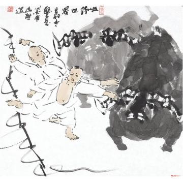 王志坚国画动物牧场世界字画之家