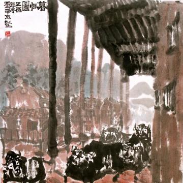 王志坚国画动物牧归图（1）字画之家