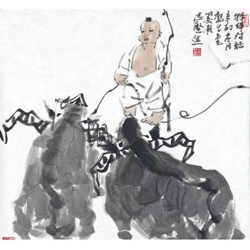 王志坚国画动物牧坪对话字画之家