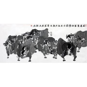 王志坚国画动物且喜青草雨后绿字画之家