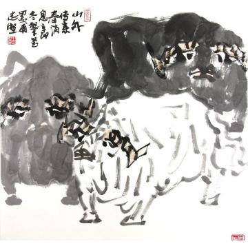 王志坚国画动物山外传来春消息字画之家