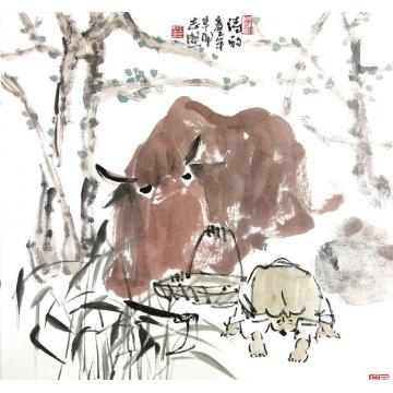 王志坚国画动物诗的童年字画之家