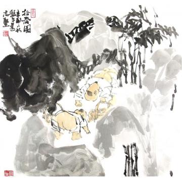 王志坚国画动物拾春图字画之家