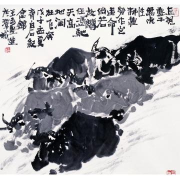 王志坚国画动物天高地阔狂飞奔字画之家