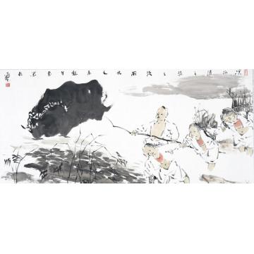 王志坚国画动物溪水清清涓字画之家