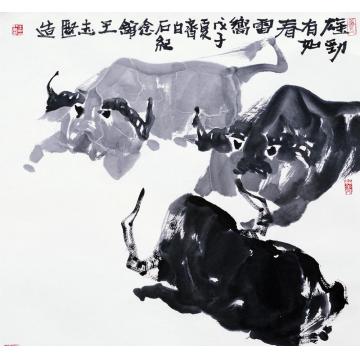 王志坚国画动物雄劲有如春雷响字画之家