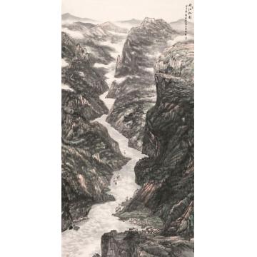 彭利铭国画山水峡江帆影字画之家