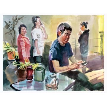 付子龙国画人物相聚字画之家