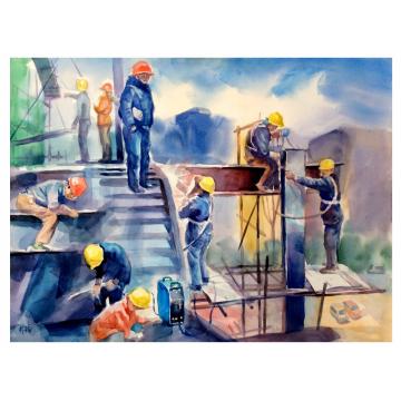 付子龙国画人物建设者字画之家