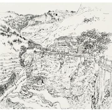 韩振刚油画风景悬空村之二字画之家
