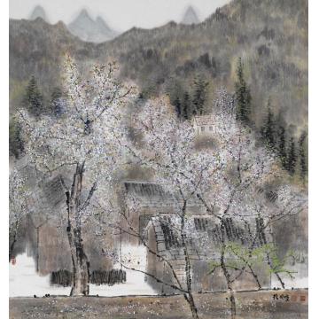 韩振刚油画风景梨花又开放字画之家