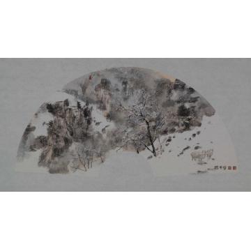 韩振刚油画风景扇面2字画之家