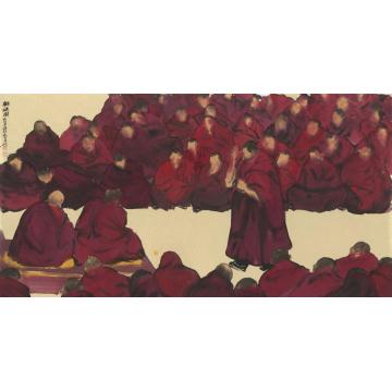 寇月朋国画人物辩经图001字画之家