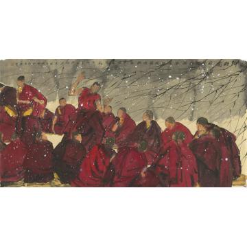 寇月朋国画人物辩经图003字画之家