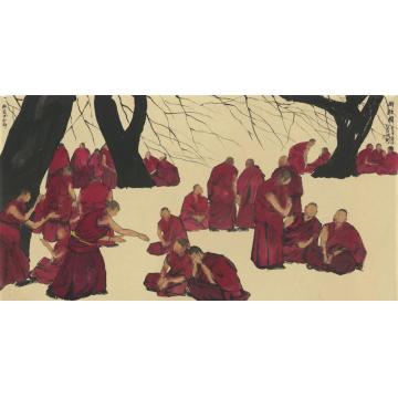 寇月朋国画人物辩经图004字画之家
