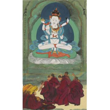 寇月朋国画人物长寿歌005字画之家