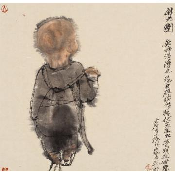 寇月朋国画人物佛光图1字画之家