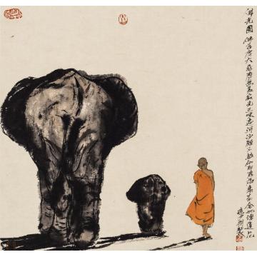 寇月朋国画人物佛光图4字画之家