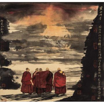 寇月朋国画人物灵山佛音2字画之家