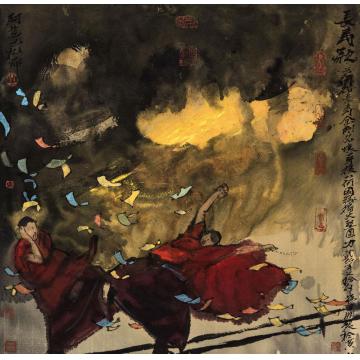 寇月朋国画人物长寿歌2字画之家