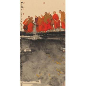 寇月朋国画人物放生图字画之家