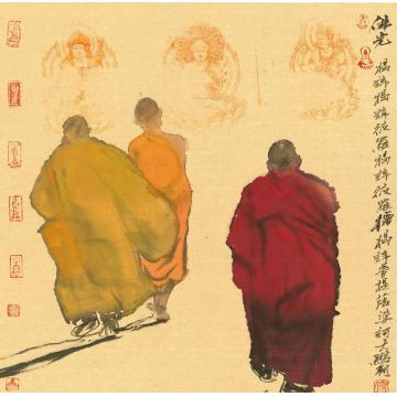 寇月朋国画人物佛光001字画之家