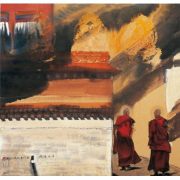 寇月朋国画人物佛光普照001字画之家