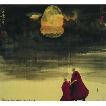 寇月朋国画人物期盼字画之家