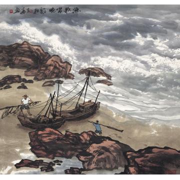 徐生华国画人物渔歌唱晚字画之家