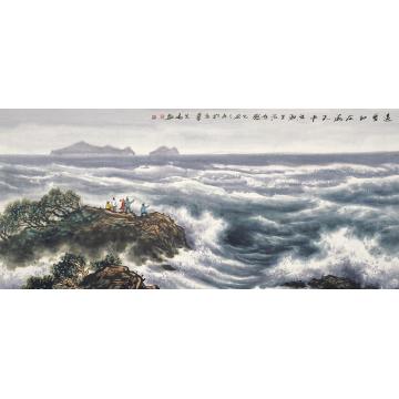 徐生华油画风景远看山在海天中01字画之家