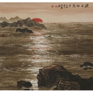 徐生华油画风景霞光映万里字画之家