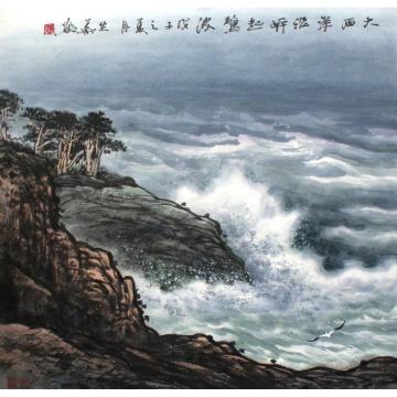徐生华油画风景大西洋沿岸起波涛,字画之家