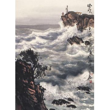 徐生华油画风景风吹浪涌02字画之家