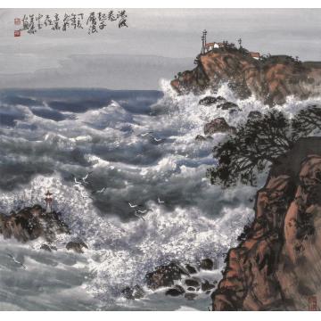 徐生华油画风景洪波卷起千层浪字画之家
