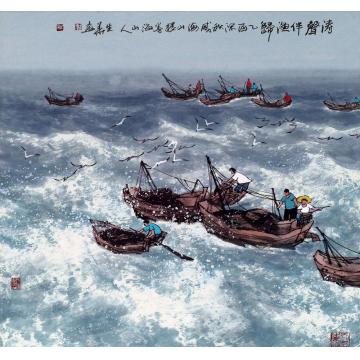 徐生华油画风景涛声伴渔归字画之家