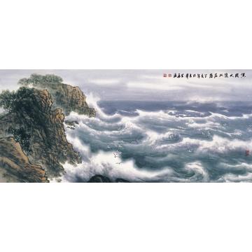 徐生华油画风景洪涛大浪水茫茫字画之家