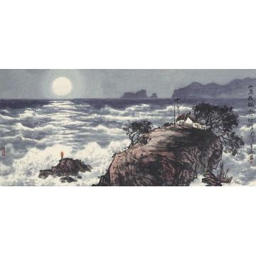徐生华油画风景小岛夜话字画之家