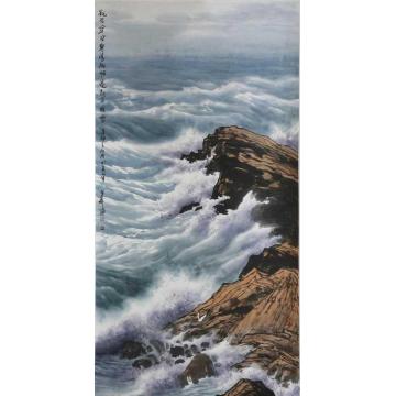 徐生华油画风景乱石穿空惊涛拍岸字画之家