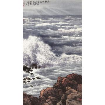 徐生华油画风景狂飙吹浪02字画之家