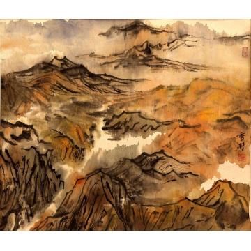 刘守信国画山水断山横云字画之家