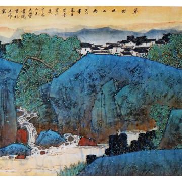 关奇国画山水翠微晚山幽2字画之家