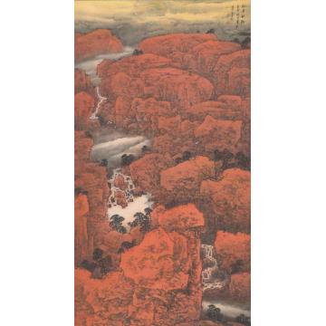 关奇国画山水红岩秋韵字画之家