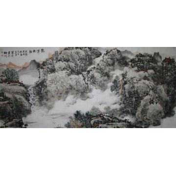 关奇国画山水龙潭秋韵字画之家