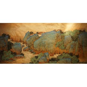 关奇国画山水青绿山水之一字画之家