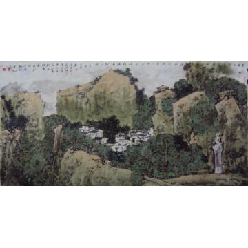 关奇国画山水青绿山水之四字画之家