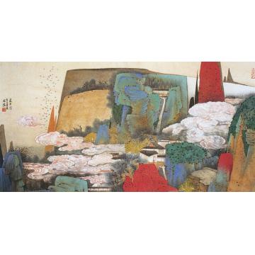 关奇国画山水青绿山水之七字画之家