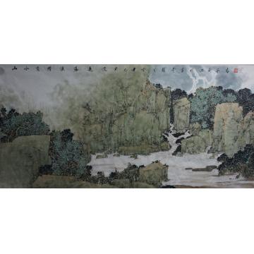 关奇国画山水清泉出山字画之家