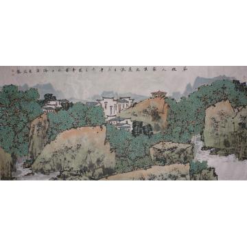 关奇国画山水溪流翠微字画之家